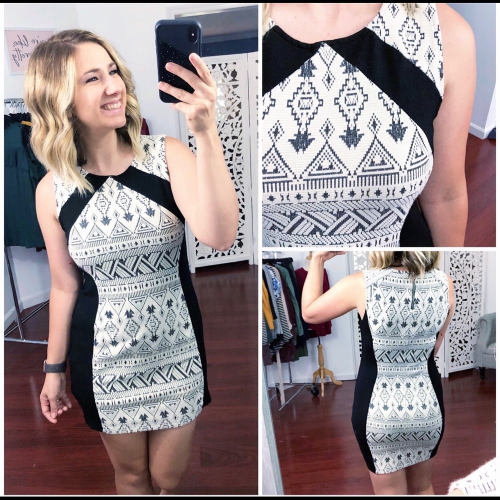 Black and white bodycon dress